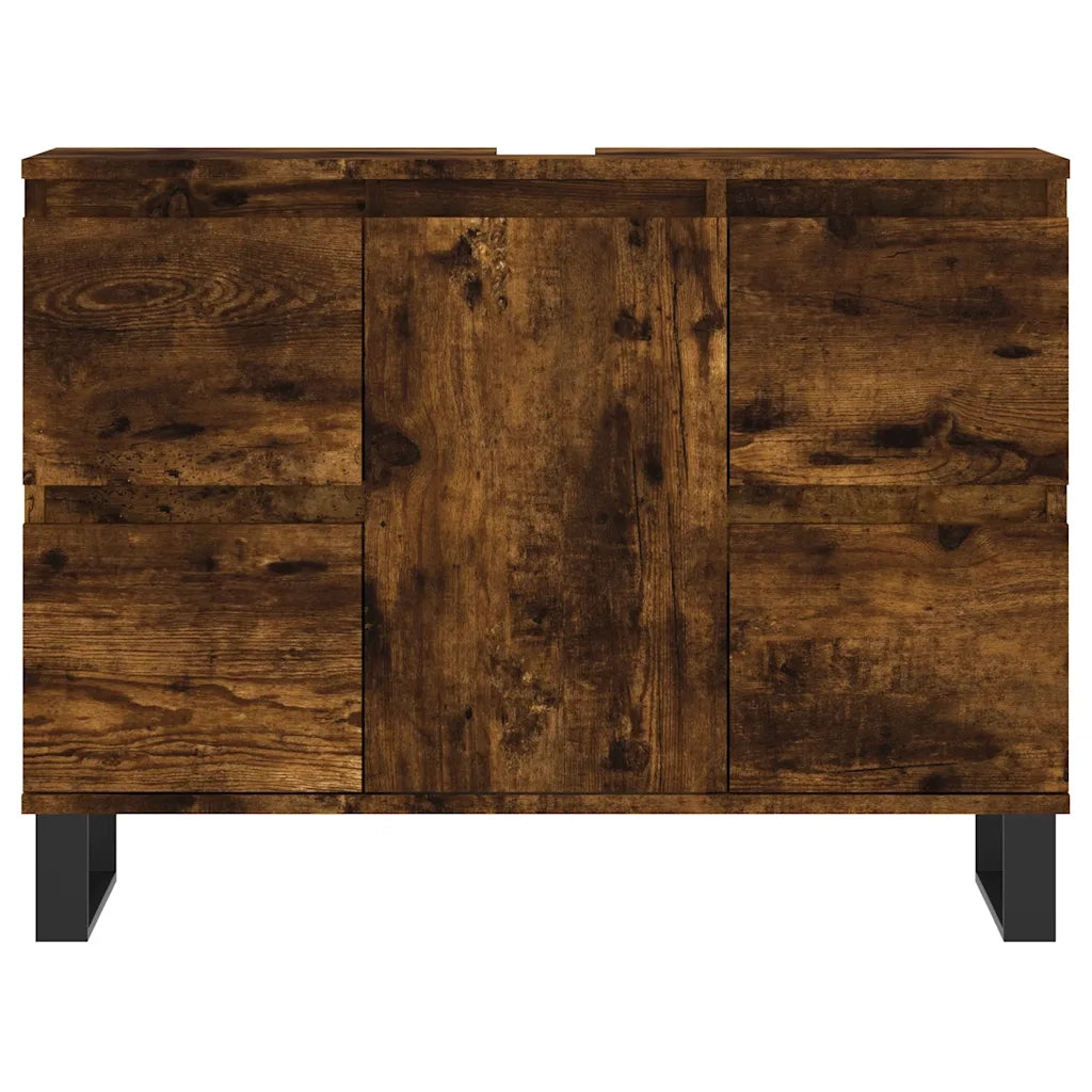 Armadietto Bagno Rovere Fumo 80x33x60 cm in Legno Multistrato 831665