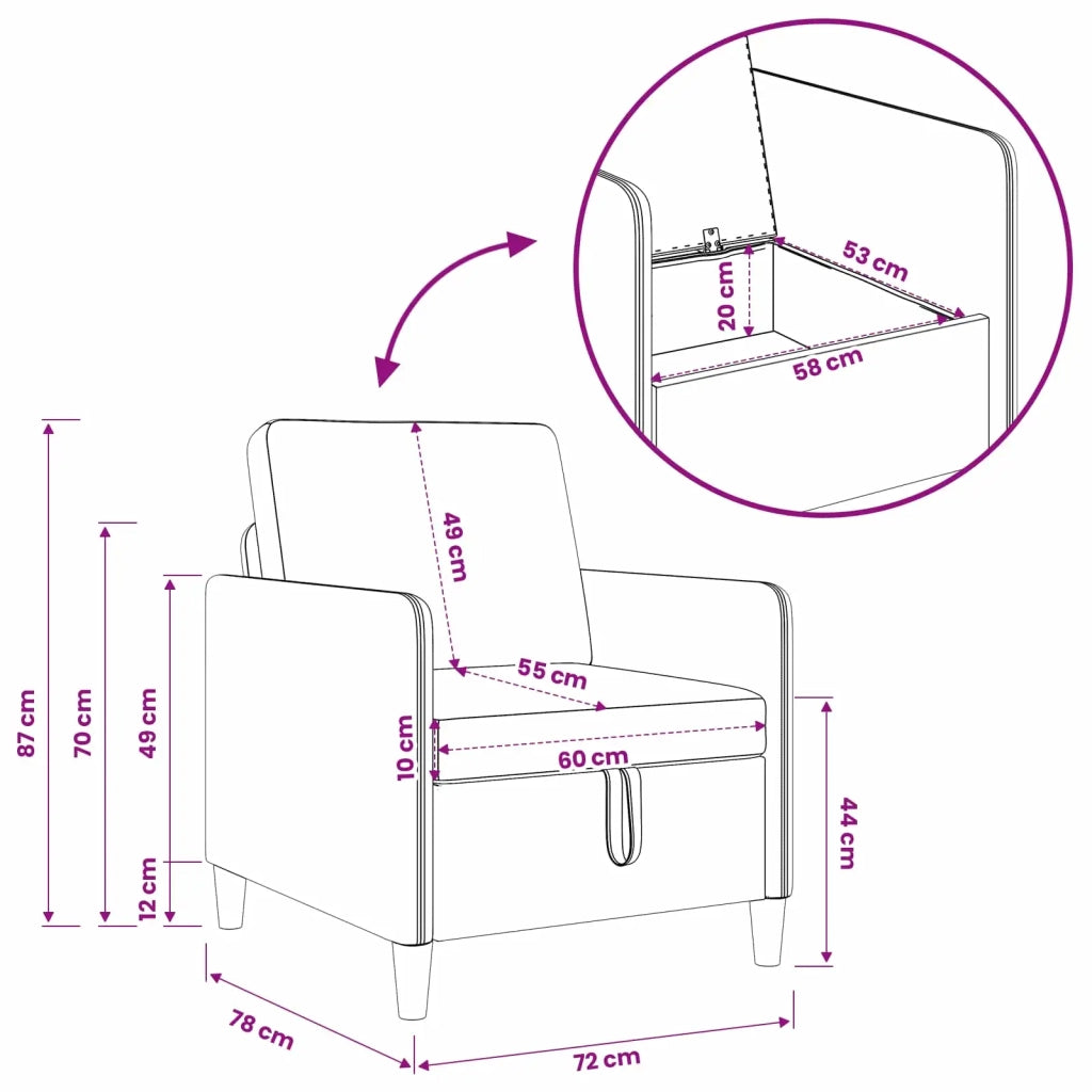 Divano con Storage Rosa 72 x 78 x 87 cm Poliestere 42036875