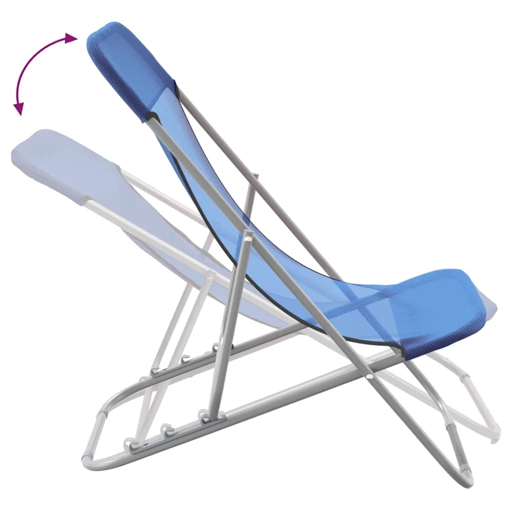 Lettino Prendisole | Sedie Pieghevoli 2 pz Blu in Textilene e Acciaio Verniciato