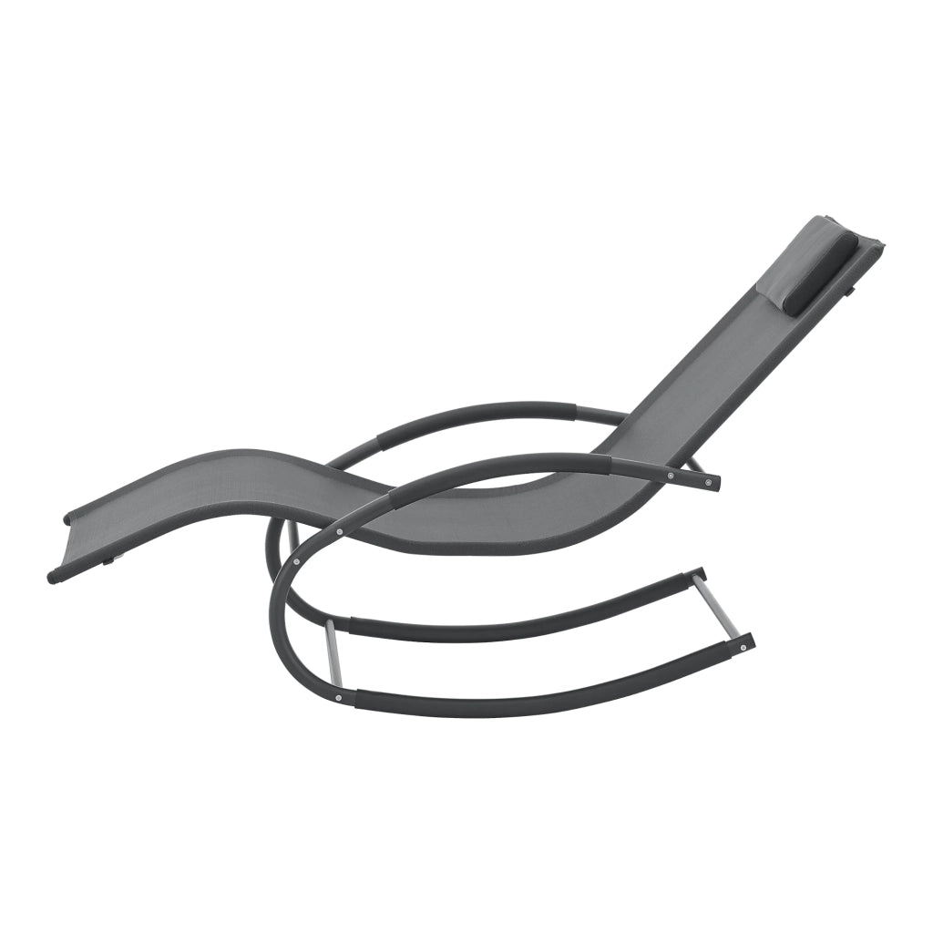 Lettino prendisole a dondolo Tarent acciaio e tessuto 174 x 63 x 88 cm grigio scuro 03_0006404