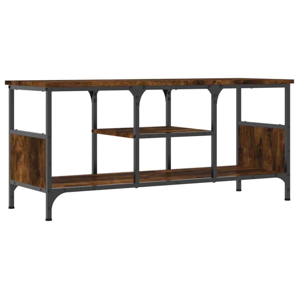 Mobile TV Rovere Fumo 100x35x45 cm in Legno Multistrato e Ferro 831800
