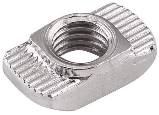 Morsa Testa T-Groove Nut M4 Acciaio di Carbonio Laccato Argento Profilo di Alluminio Estruso con Fessura Standard Europeo (EU20-M4*10*6) - 50 pezzi