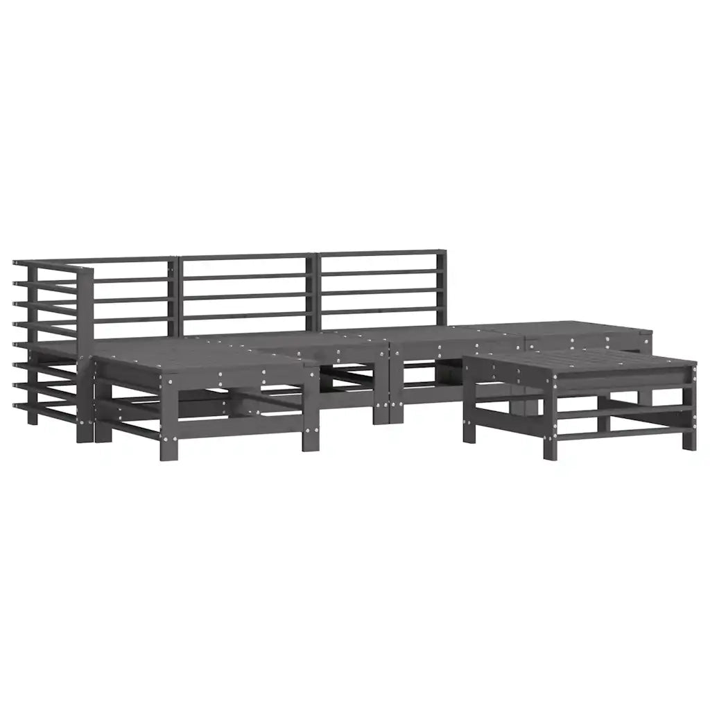 Set Divani da Giardino 6pz con Cuscini in Legno Massello Grigio 3185915