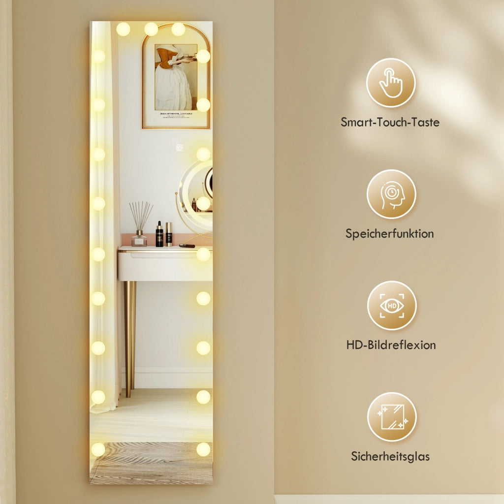 Specchio LED con supporto RGB 21 luci ¨C zephmum ¨C bianco 150x40 cm