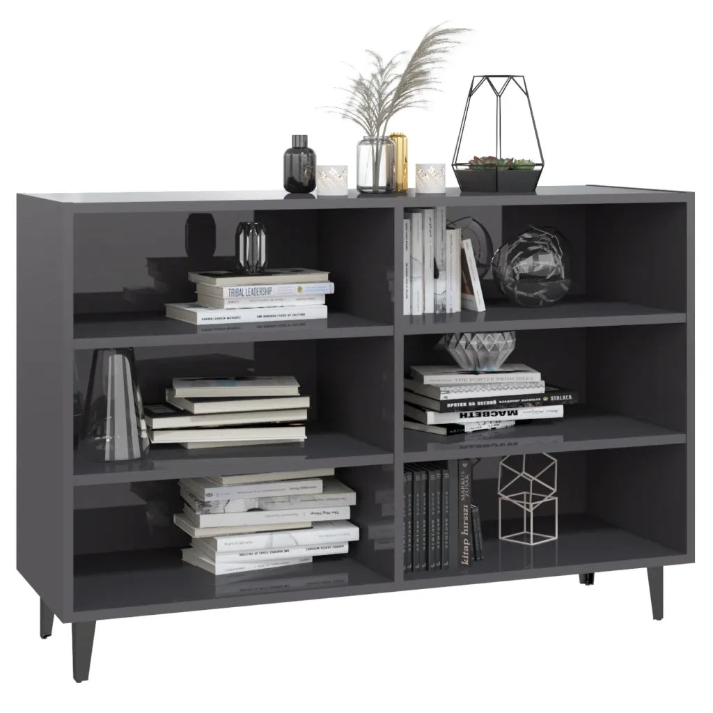 Credenza Grigio Lucido 103,5x35x70 cm in Legno Multistrato 806048