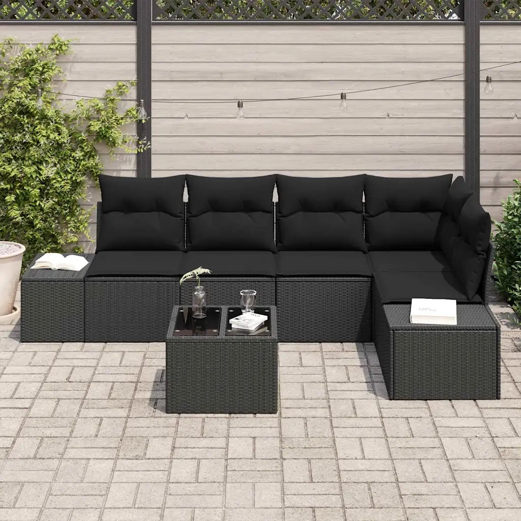 Set Divano da Giardino 6 pcs Nero polyrattan 3347073