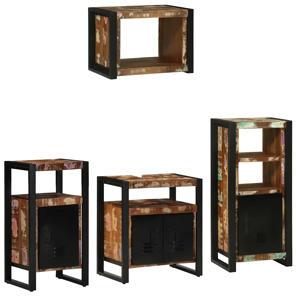 Set di mobili per il bagno 4 pcs Legno Recuperato Massello