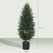 Set 2 Cipressi artificiali 90 cm con vaso resistente ai raggi UV per interno ed esterno