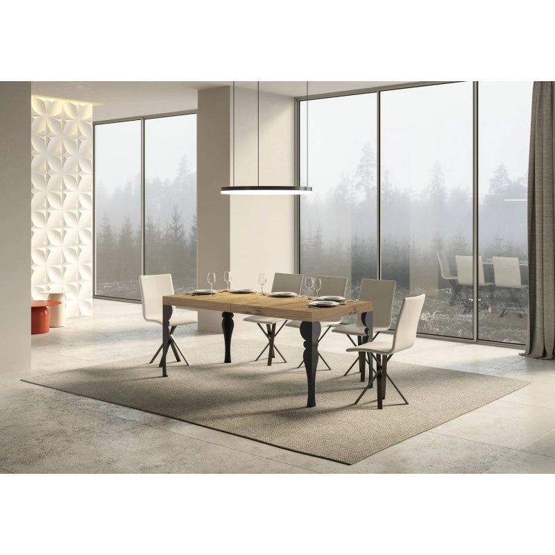 Tavolo allungabile 200/304x90 cm Paxon telaio Antracite - Quercia Natura