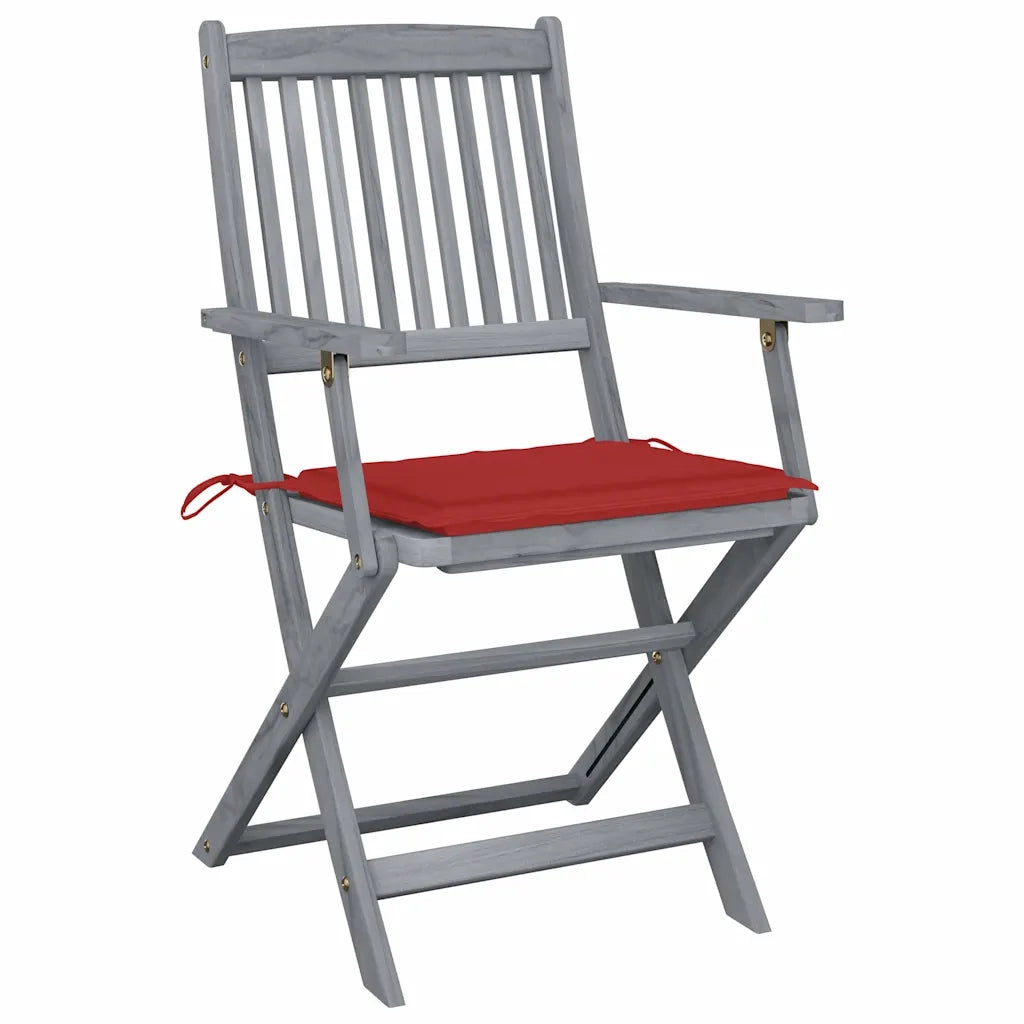 Sedie da Giardino Pieghevoli 2pz con Cuscini in Massello Acacia 3064488