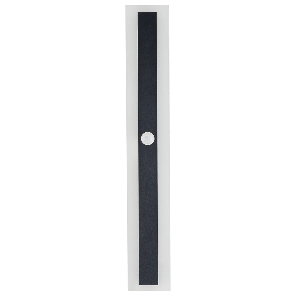 Lampada da parete LED in metallo nero con sensore di movimento 60 cm acrilico esterno