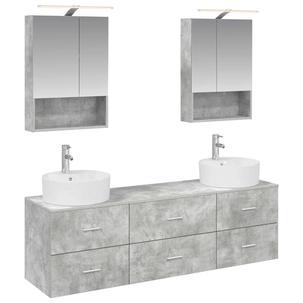 Set di mobili per il bagno 5 pcs Grigio Cemento 3406882