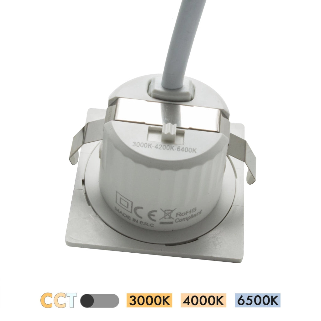 Mini faretto SPOT moderno quadrato LED 3W CCT incasso 35mm luce soffitto mensole ripiani mobili cucina cappa 230V cornice intercambiabile 38°