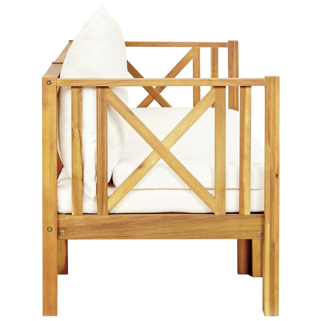 Panca da giardino mobile da giardino per esterni terrazza a 3 posti e cuscini 179 x 66 x 68,5 cm legno massello di acacia 02_0011320