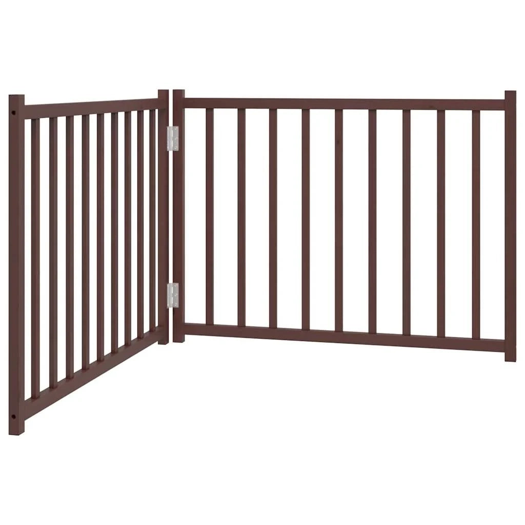 Cancelletto di sicurezza pieghevole per cani 2 pannelli 160 cm legno massello di abete marrone 02_0023050