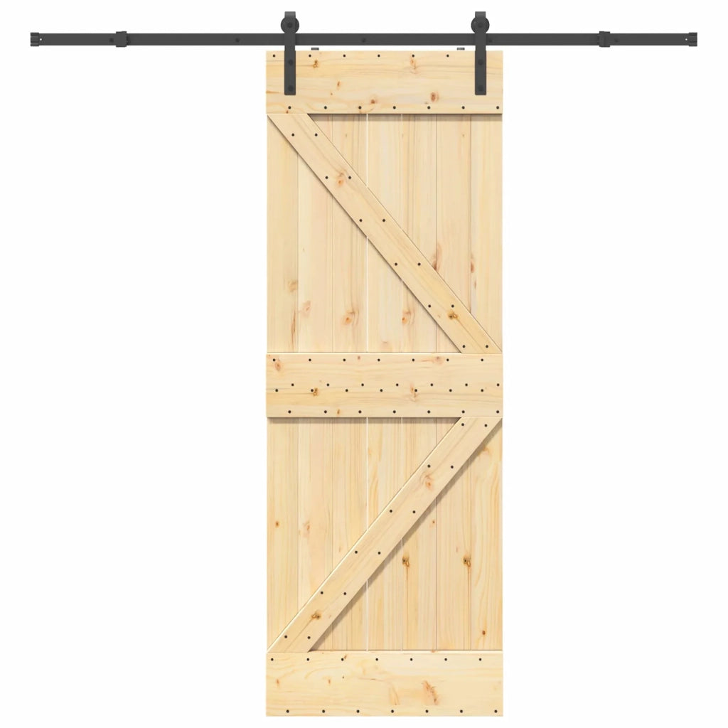 Porta scorrevole NARVIK Naturale e Nero 70 x 210 cm (213,5 cm)