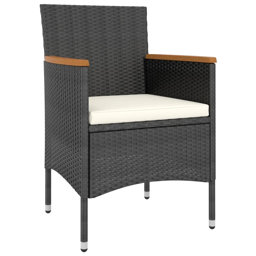 Set da Bistrot per Giardino 5pz Polyrattan Vetro Temperato Nero 3058374