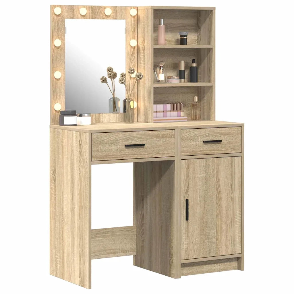 Set da tavolo da trucco con LED con porta 2 pcs Rovere Sonoma 3334274