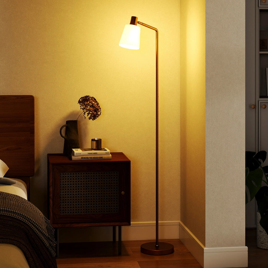 Lampada da Terra LED Regolabile 3 Temperature Colore 3000K-6500K ¨C Zephmum ¨C Bianco Dorato