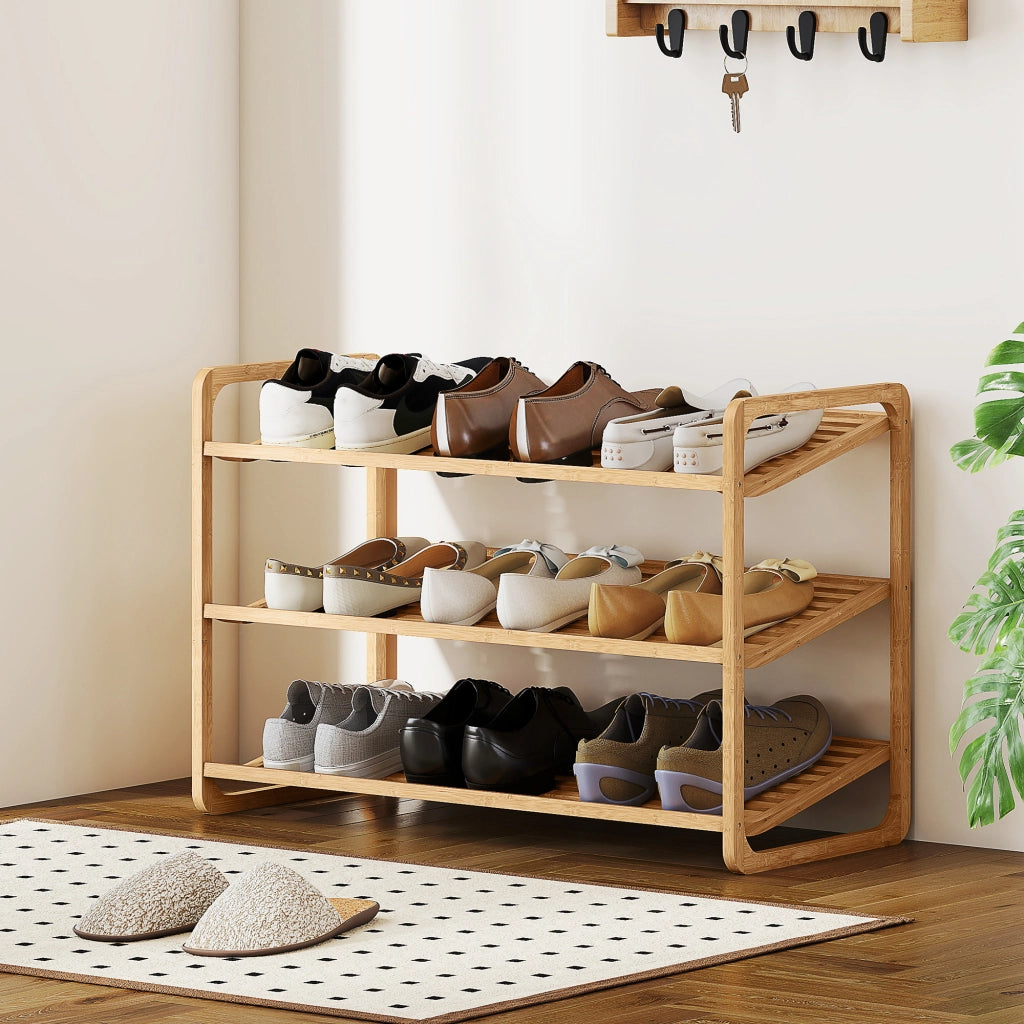 Scarpiera in bambu' 3 livelli 12 paia ¨C zephmum ¨C 76x33x51cm