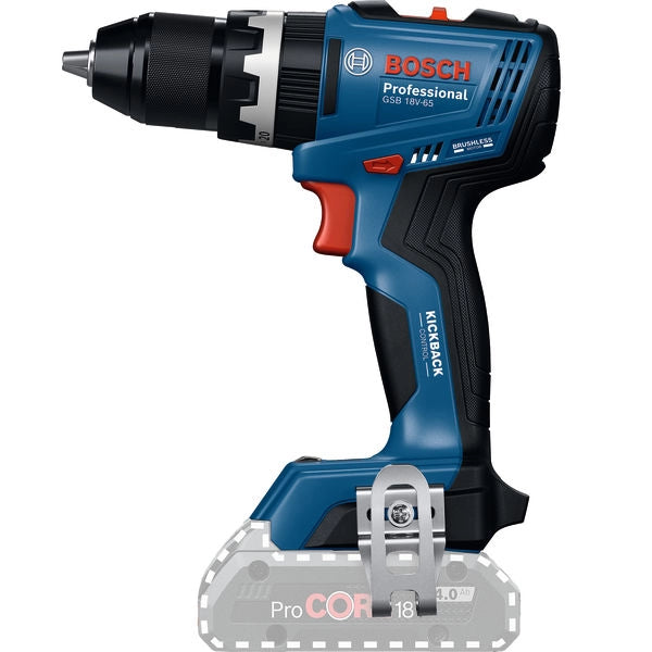 Trapano Bosch a batteria 18V 65nm Brushless solo corpo GSB 18V-65