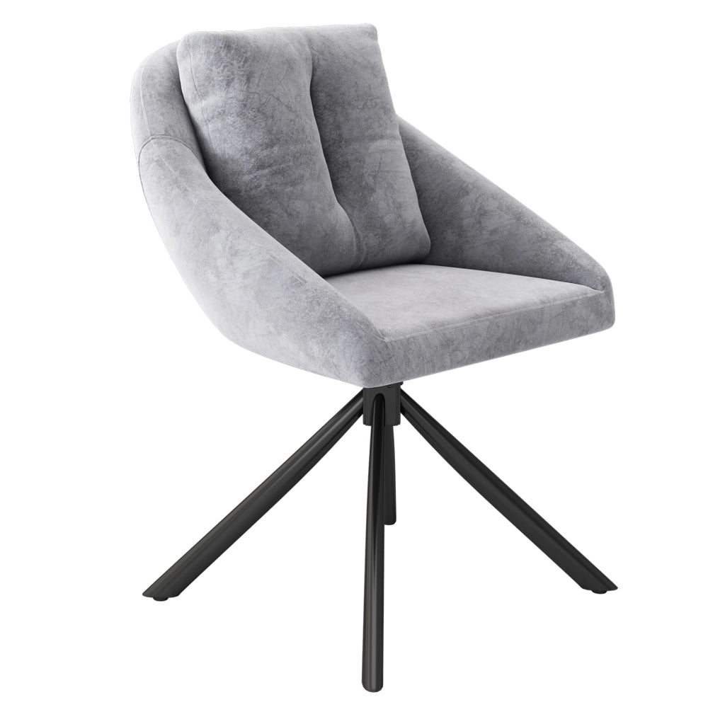 Set di 4 sedie girevoli in velluto grigio
