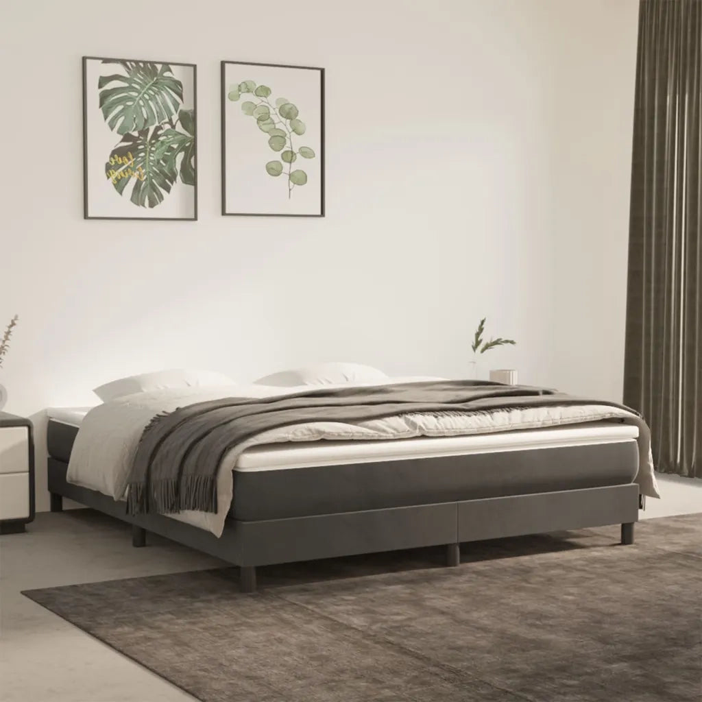 Materasso a Molle-Materasso per letto Grigio Scuro 160x200x20 cm in Velluto