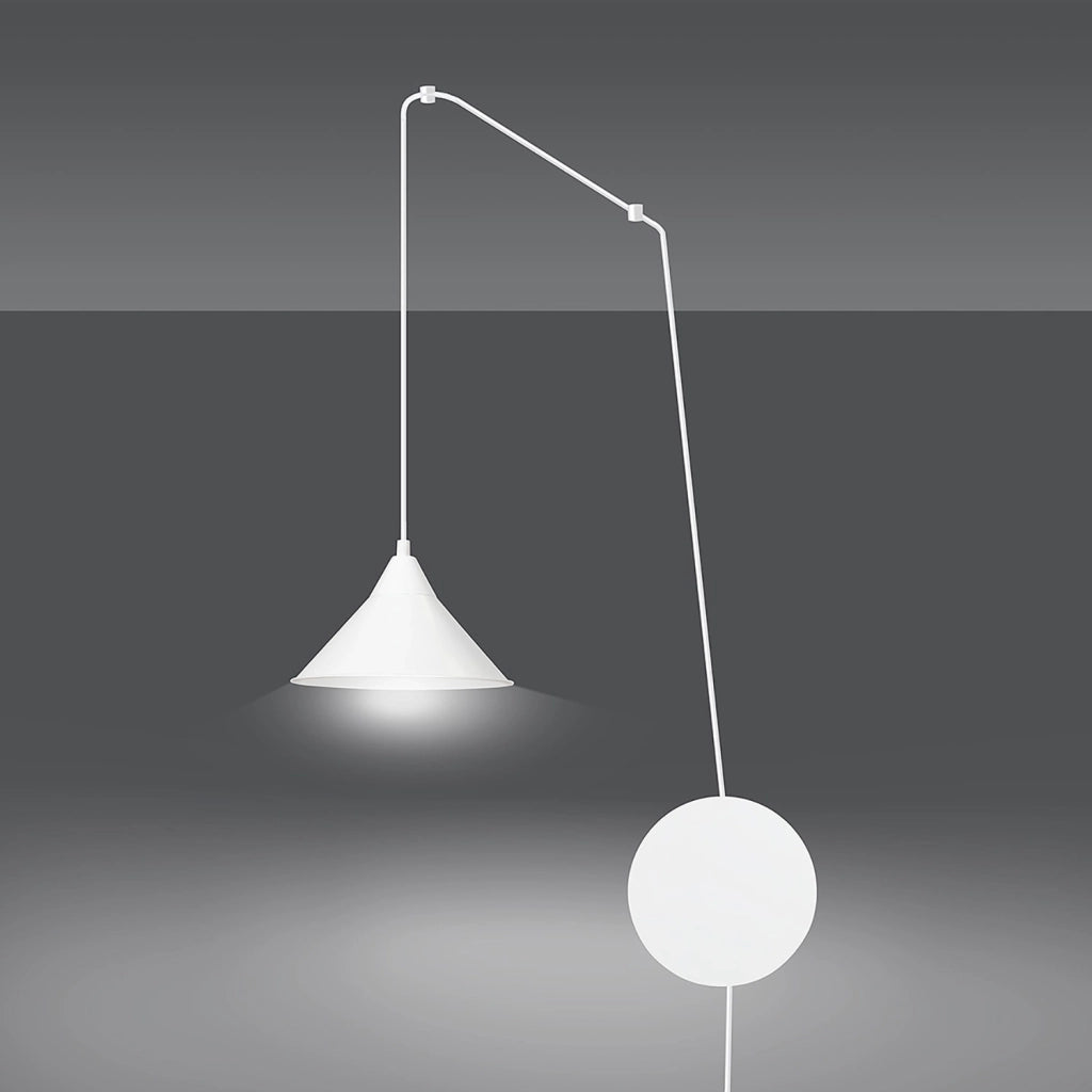 Sospensione Minimal 1 Luce Fujin In Acciao Bianco E Paralume A Cono