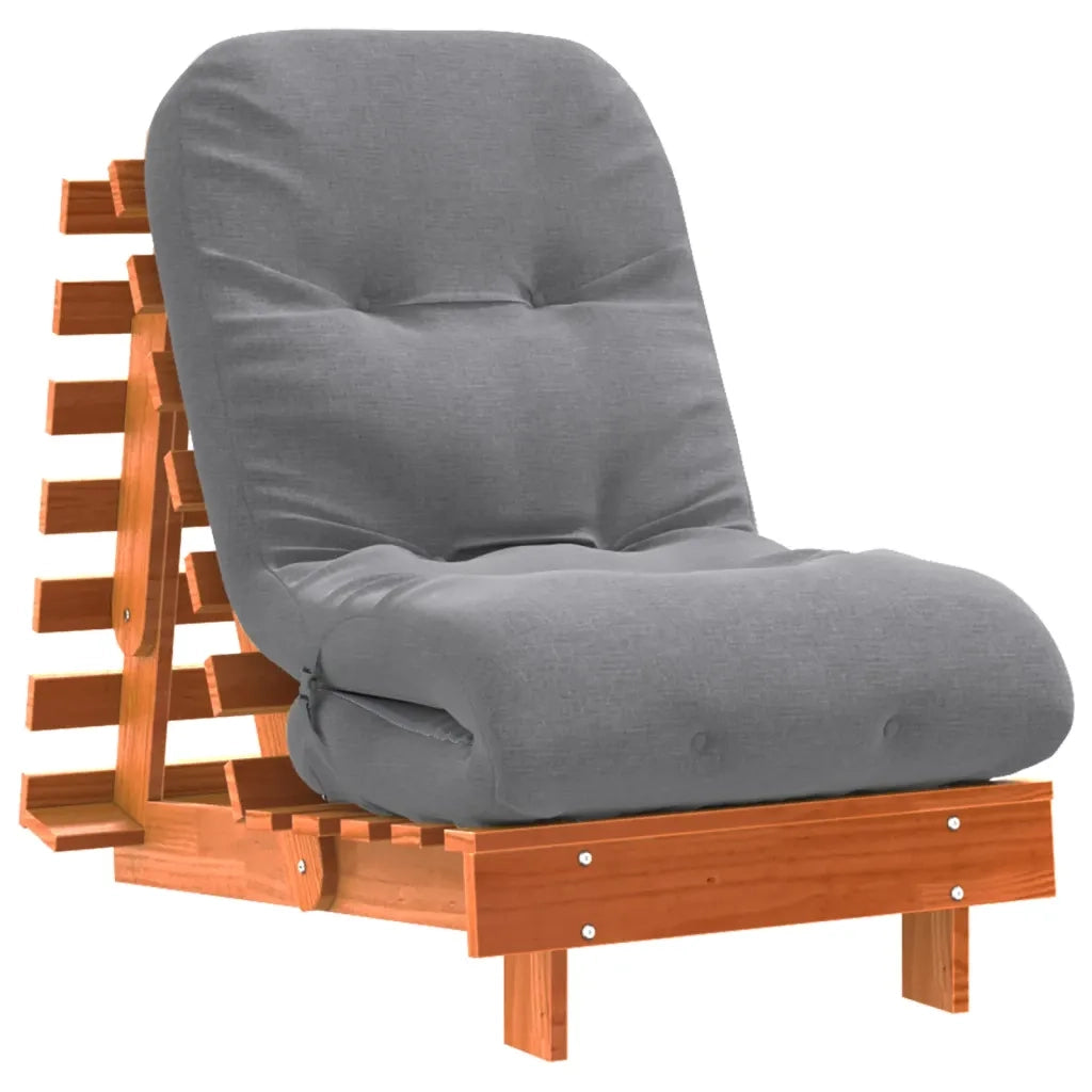 Divano Letto Futon con Materasso-Sofa Letto-Daybed Marrone Cera 60x206x11cm Pino