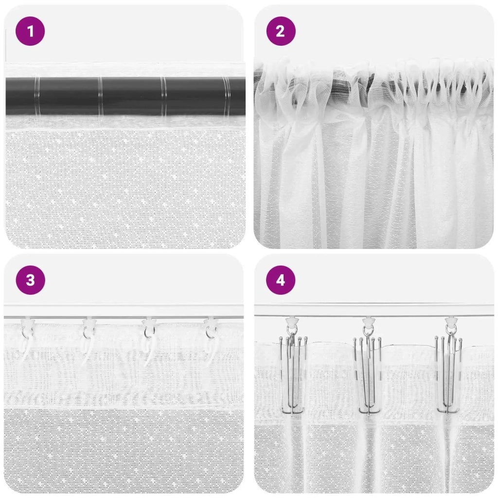 Tenda in Pizzo con tende Floreale Bianco 245x150cm Poliestere 4107757