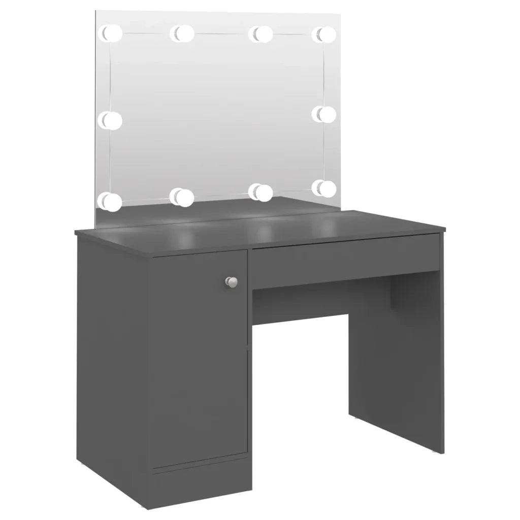 Toeletta | Tavolo da Trucco con Luci LED 110x55x145 cm in MDF Grigia