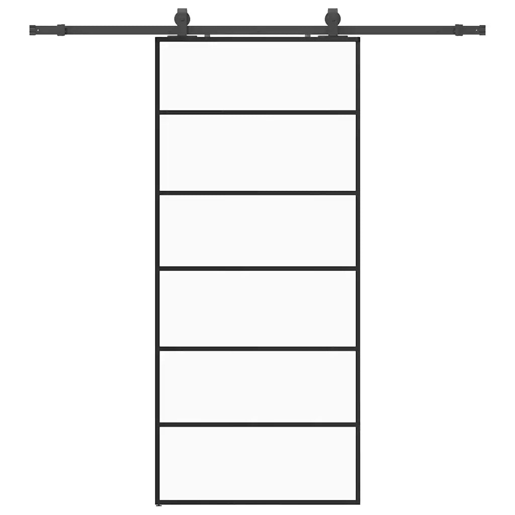 Porta Scorrevole con Ferramenta Nera 90x205 cm in Vetro ESG 3375848