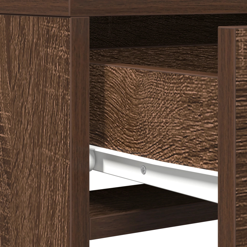 Tavolo da toeletta con luci LED Rovere marrone 50x41x140 cm