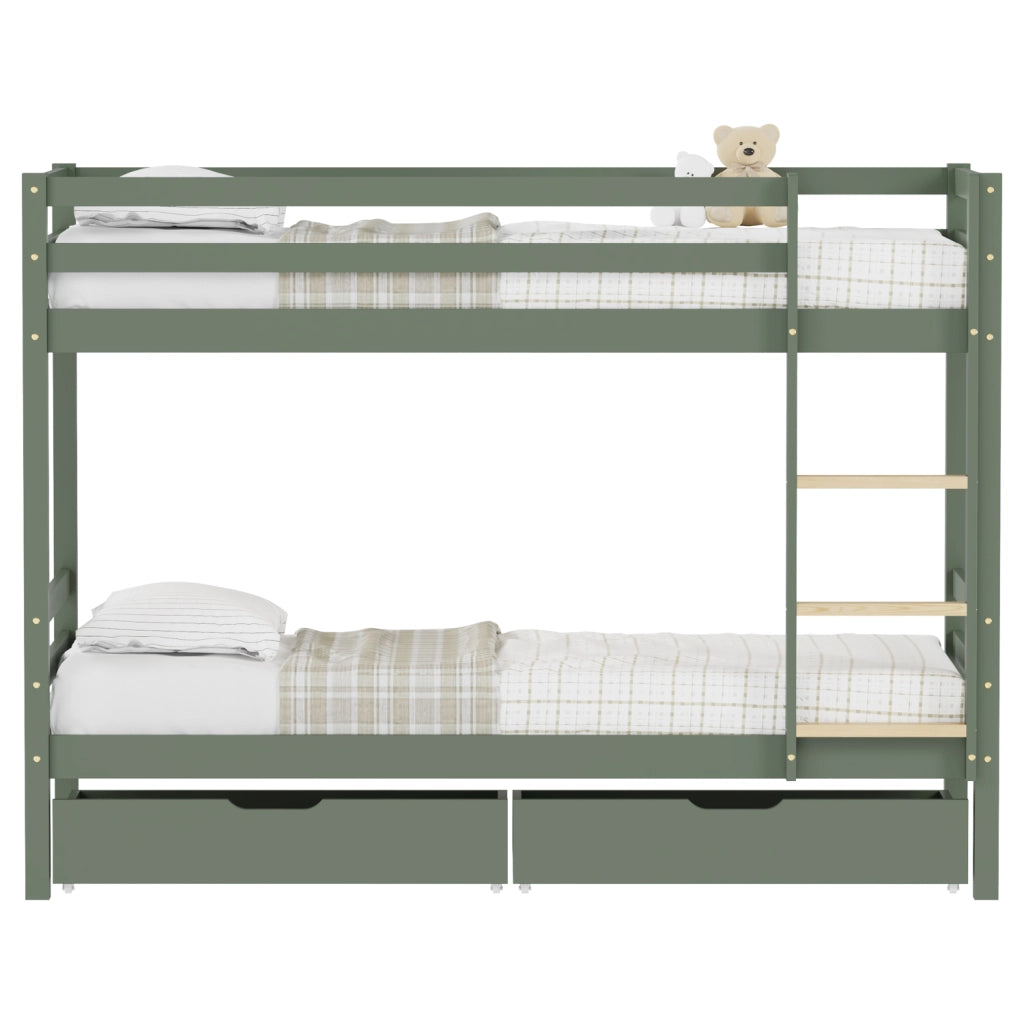 Letto a castello per bambini 190x90 cm verde con cassetti AMBER