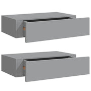 2 pz Scaffali con Cassetti da Parete | Mensola sospesa Grigi 40x23,5x10 cm MDF