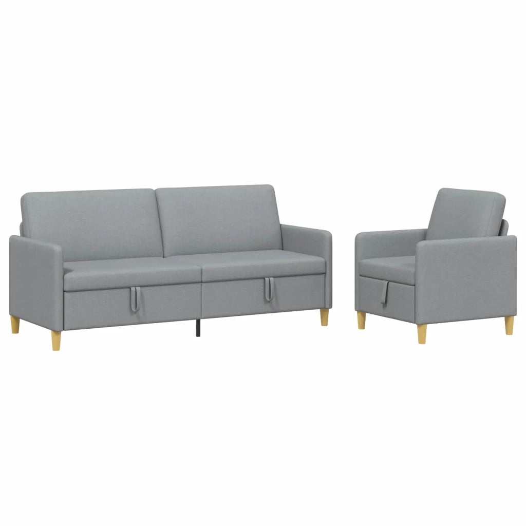 Set di Divani con Storage 2 pcs Grigio Chiaro Poliestere 3429232