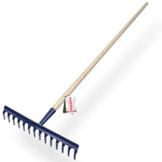 Rastrello da giardino KADAX con manico in legno, lunghezza 150 cm, denti in acciaio temprato, 14 denti.