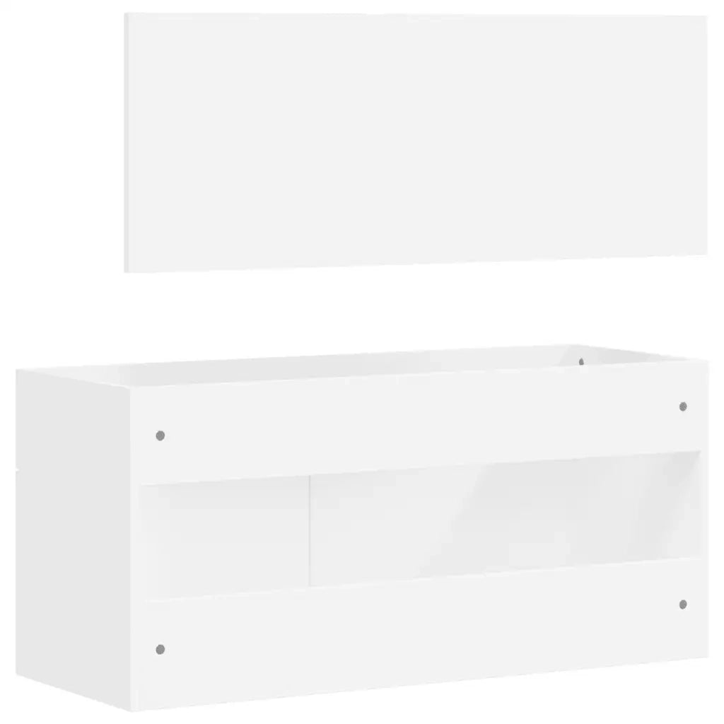Mobile da Bagno con Specchio Bianco in Legno Multistrato 833884