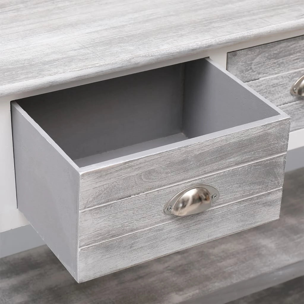Buffet credenza cassettiera armadio mobile contenitore organizer cucina soggiorno stile antico 108 x 30 x 76 cm legno massello di Paulownia grigio 02_0031812