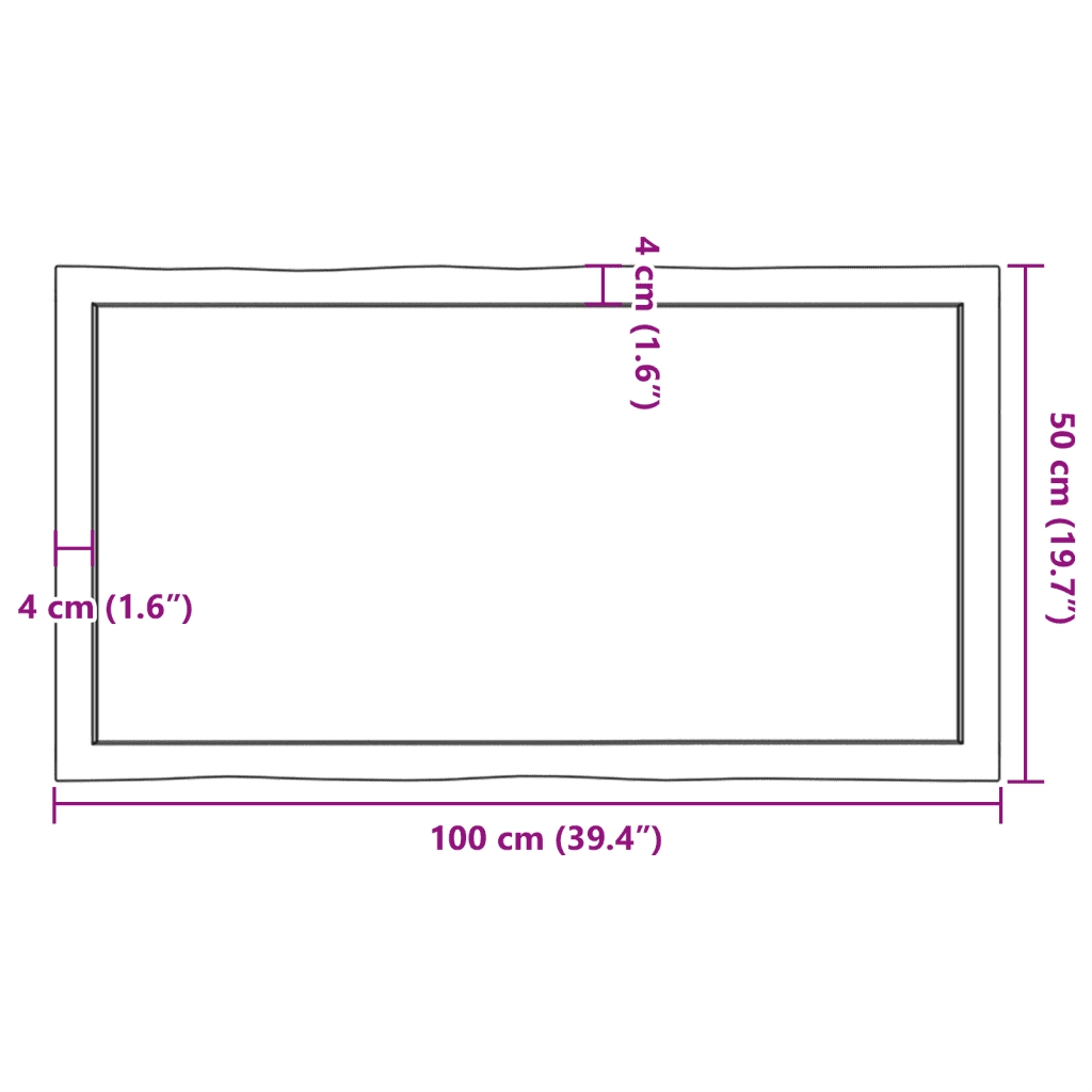 Piano Tavolo Marrone Scuro 100x50x(2-6)cm Rovere Non Trattato 364018