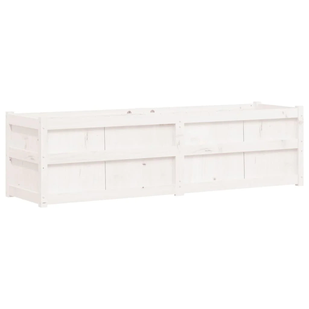 Fioriera rialzata per piante fiori terrazza giardino 180 x 50 x 50 cm legno di pino massiccio bianco 02_0037474