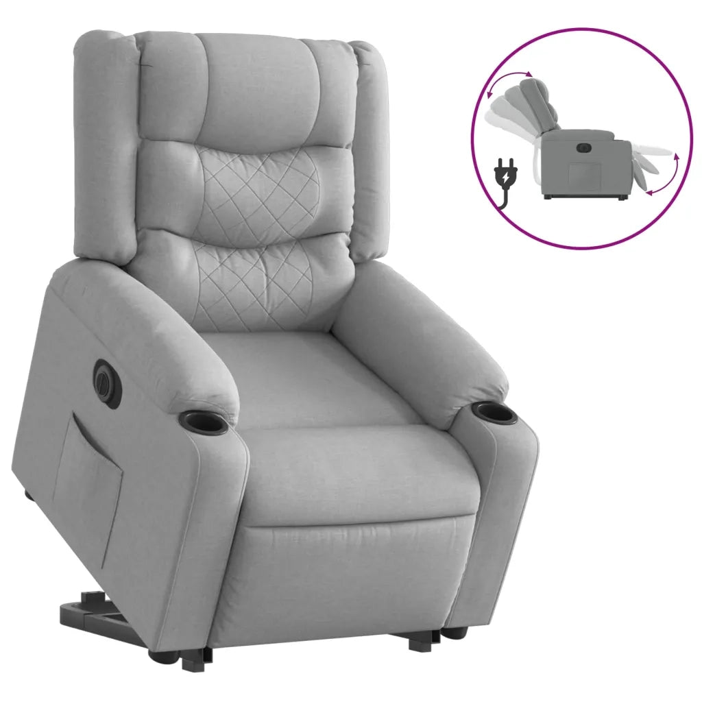 Poltrona Reclinante Alzapersona Elettrica Grigio Chiaro Tessuto 3206579