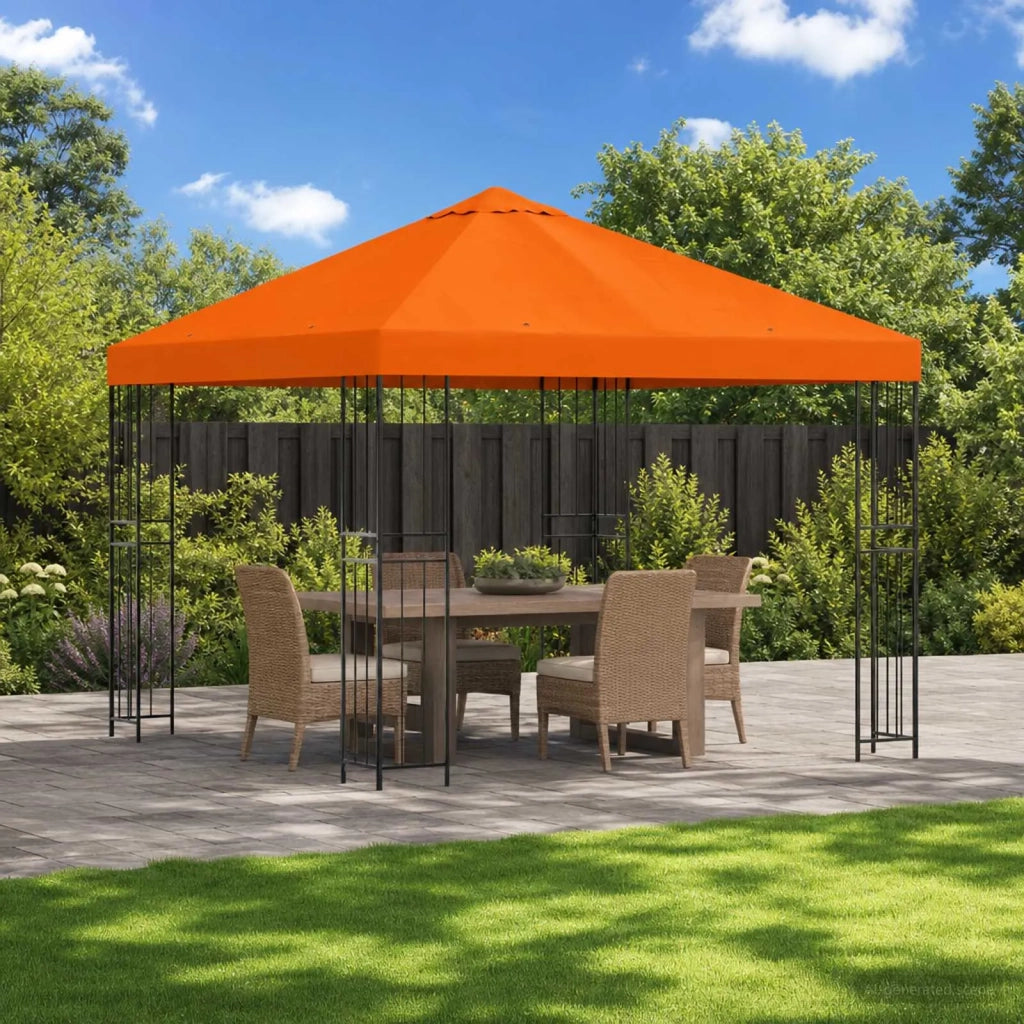 Gazebo | Pergolato 3 x 3 m Arancione Poliestere e Acciaio 190 gsm