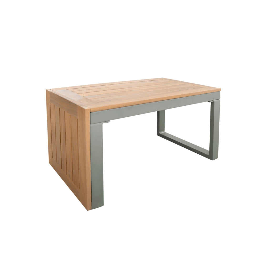 Salotto da giardino in alluminio e acacia,  4 posti, kaki