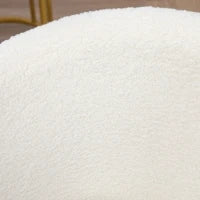Sedia da Ufficio Regolabile in Altezza con Seduta Girevole e Rivestimento in Velluto Teddy, Bianco e Oro