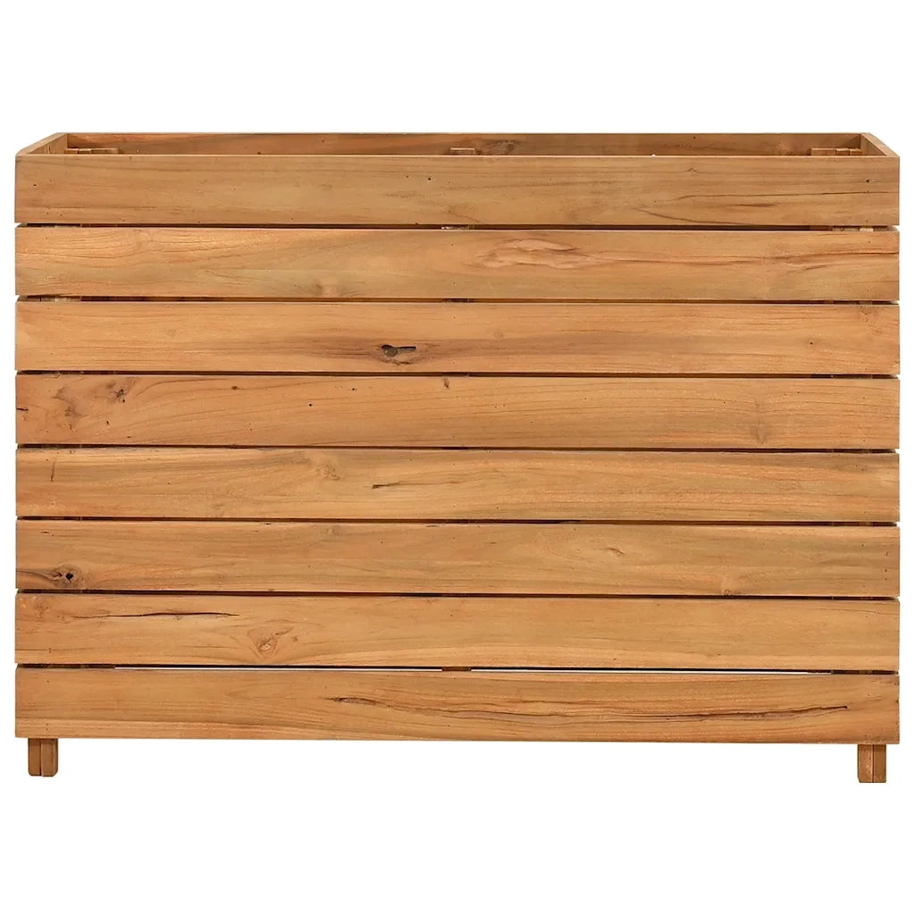 Fioriere | Cassetta per fiori | Letto Rialzato 100x40x72 cm Legno di Teak di Recupero e Acciaio