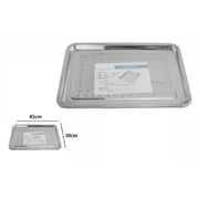 Trade Shop - Vassoio Rettangolare In Acciaio Portata Cucina Guantiera Piatto 45x30cm 66352 -