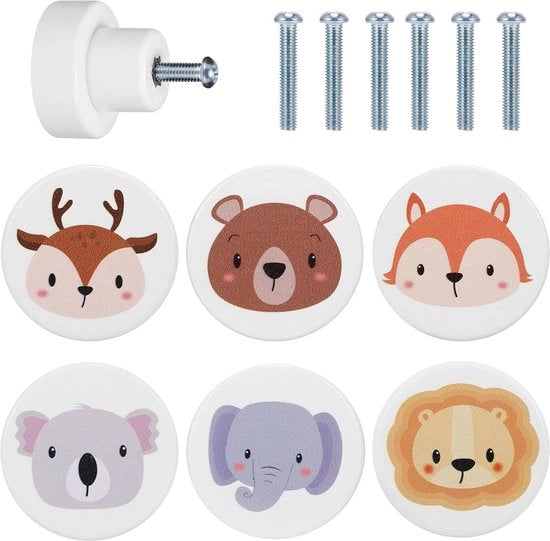 Maniglione per porte 6 pezzi - Cappotto in legno con viti - Adatto per porte rotonde - 35 mm - Per armadi, cassetti e porte di mobili.