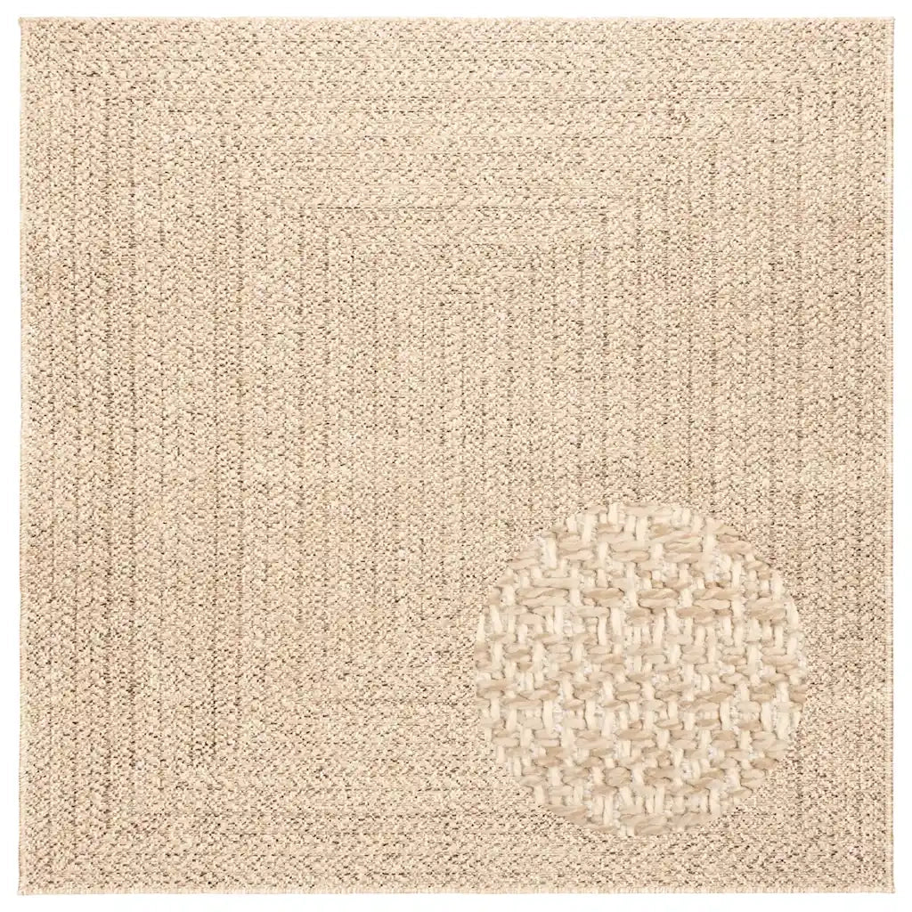 Tappeto ZIZUR Beige 120x120 cm Aspetto Iuta Interni ed Esterni 4010393