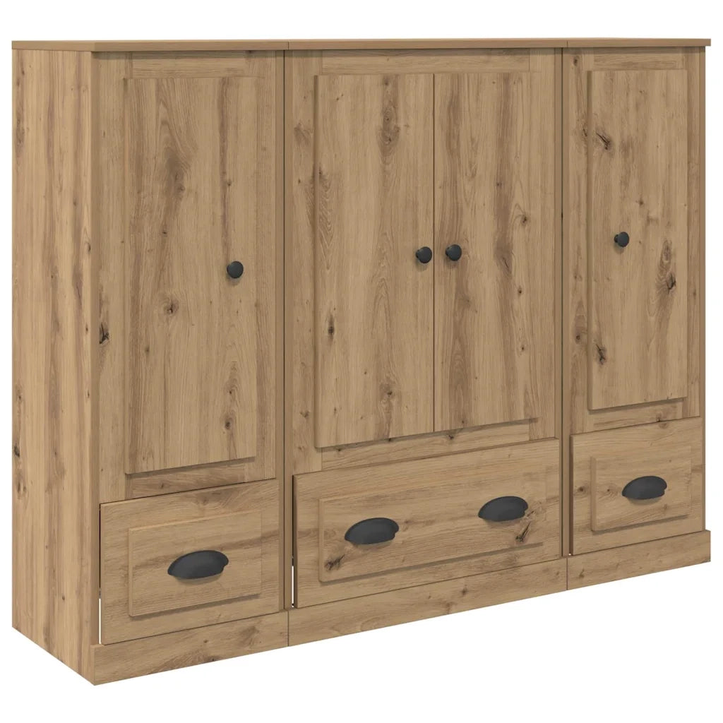Credenza 3 pz | Madia | Buffet da pranzo | Armadio da pranzo Rovere artigianale Legno multistrato
